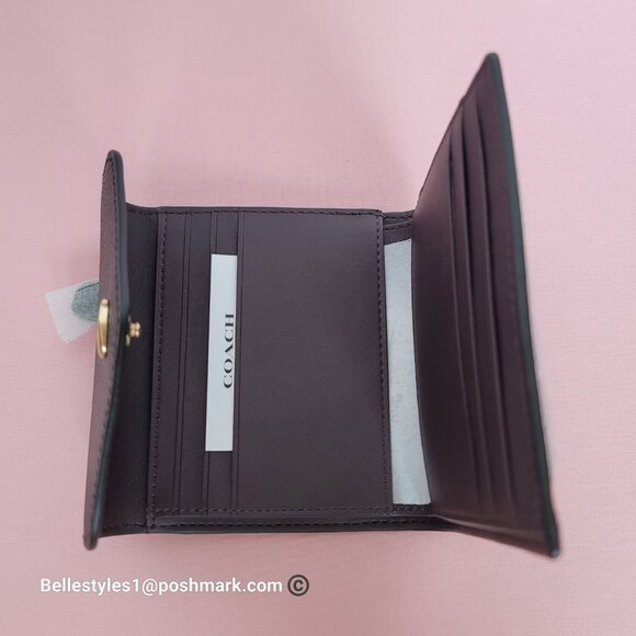 COACH Wyn Crossgrain Leather Small Leather Wallet- Black color 🎈89. ⭐ - Picture 12 of 16